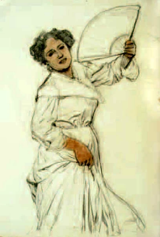 Studio di donna con ventaglio